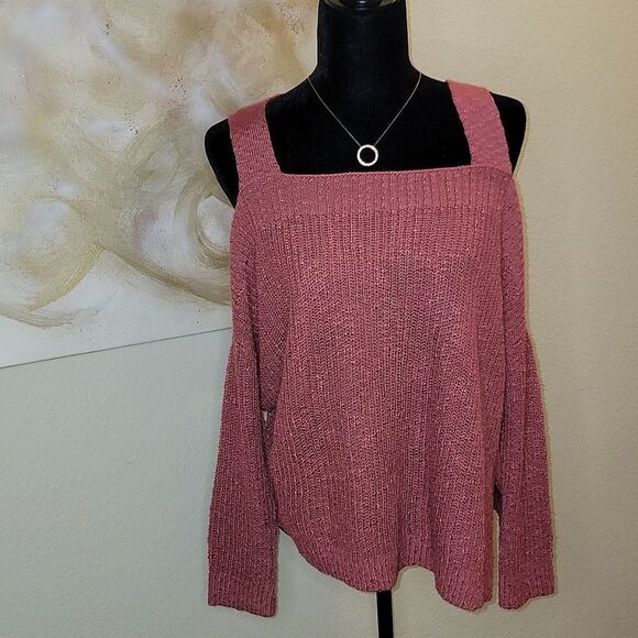 Sexy cut-out Shoulder Sweater Rose Color - Picture 4 of 11